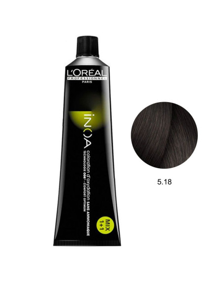 Inoa 5.18 Castanho Claro Cinza Mocha 60g L'Oreal Profissional LIM Inoa L'Oreal