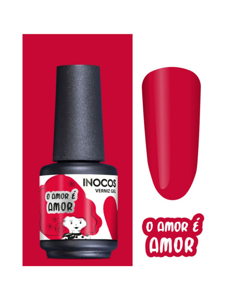 Verniz Gel Vermelho Cravo Amor é Amor 15ml - Coleção Amor é Amor INOCOS | INOCOS Verniz Gel | Inocos