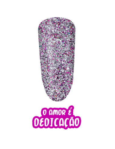 Verniz Gel Foil Prata com Glitter Vermelho Amor é Dedicação 15ml - Coleção Amor é Amor INOCOS INOCOS Verniz Gel