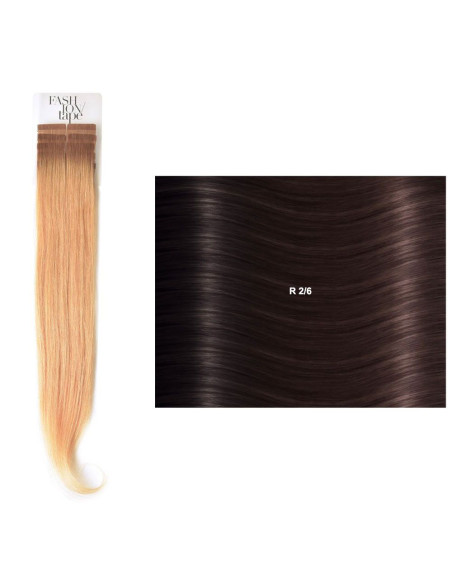 Extensões de Cabelo lisas (cm55/60) com adesivo Raízes Escuras RL | SHE Hair Extensions Extensões de Cabelo