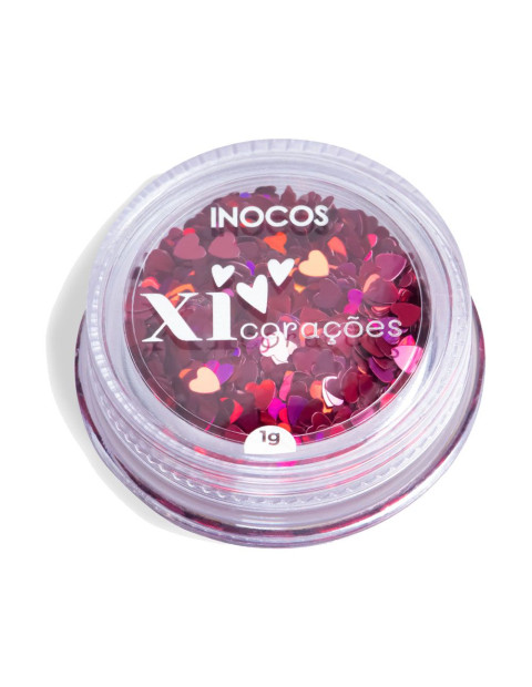 Glitter Xi Coração Rosa 1g - Coleção Quem Nunca INOCOS | INOCOS Nail Art | Inocos