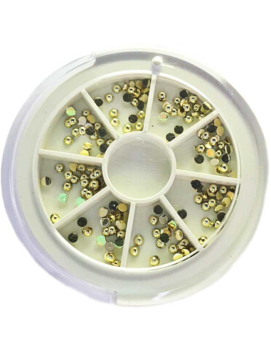 Carrossel Art Nail - Cristais Redondo Ouro | DESC | Decoração de Unhas | 