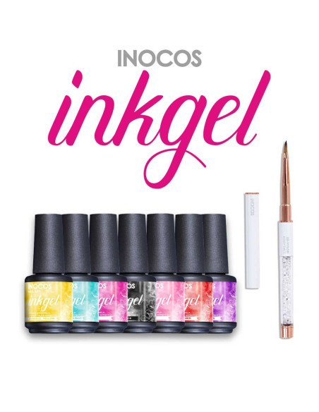 Coleção Verniz Ink Gel + Pincel Nail Art 3D Nylon - INOCOS INOCOS Complementos