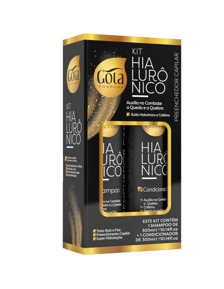 KIT Shampoo & Condicionador Preenchedor Hialurônico 300ml  - Gota Dourada Gota Dourada