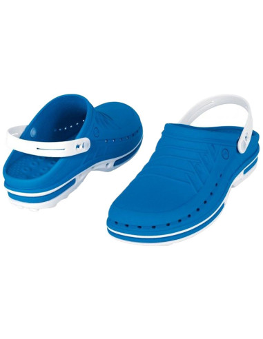 Socas Wock Clog Branco/Azul Crocs Hospitalares Wock Clog