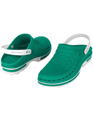 Socas Wock Clog Branco/Verde Crocs Profissionais Wock Clog