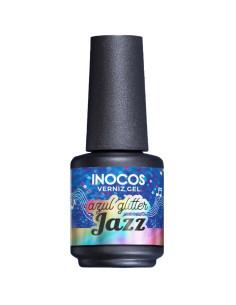 Verniz Gel Azul Glitter Jazz 15ml - Festival de Verão INOCOS | INOCOS Verniz Gel | INOCOS Verniz Gel