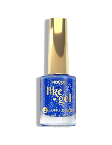 Verniz Like Gel 150 Azul Glitter Jazz - Inocos INOCOS Verniz Like Gel 