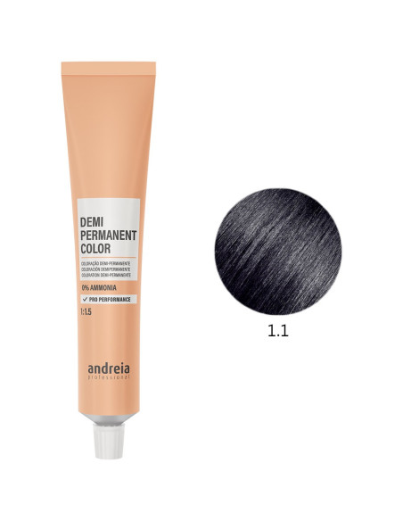 Coloração Demi-Permanente 0% Amoníaco 1.1 Vegan 100ml - Andreia Profissional Tinta sem Amoníaco e Semi Permanente da Andreia Pro