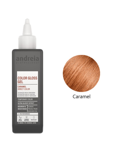 Coloração Temporária Gloss Caramelo Vegan 200ml - Andreia Profissional Tinta para Cabelo Temporaria gama Direct Color da Andreia