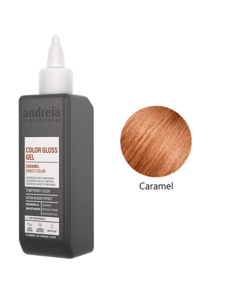 Coloração Temporária Gloss Caramelo Vegan 200ml - Andreia Profissional Tinta para Cabelo Temporaria gama Direct Color da Andreia