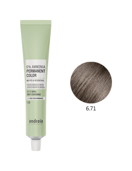 Coloração Permanente 0% Amoníaco 6.71 Vegan 100ml - Andreia Profissional Tinta Sem Amoníaco Permanente da Andreia Profissional