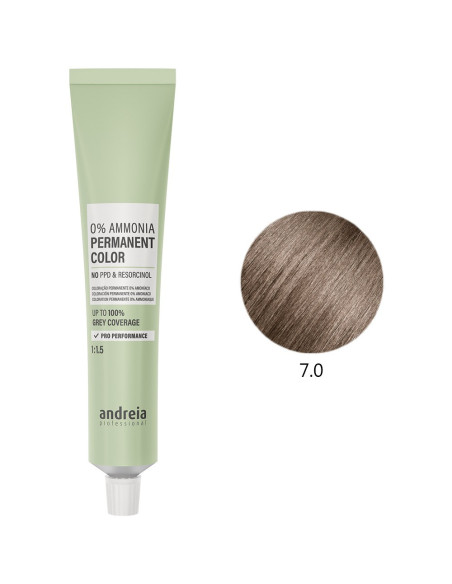 Coloração Permanente 0% Amoníaco 7.0 Vegan 100ml - Andreia Profissional Tinta Sem Amoníaco Permanente da Andreia Profissional