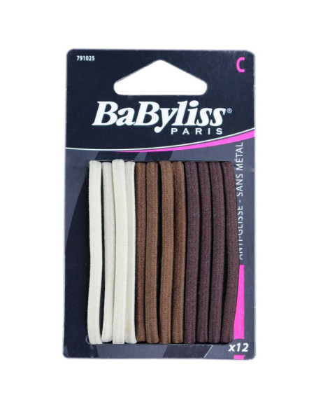 Pack 12 Elásticos Cabelo - Castanho Anti Deslizante - Babyliss desc Frizetes | Ganchos | Molas 