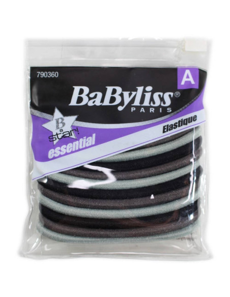 Elásticos Cabelo - Cor Preto e Cinza Pack 12 Babyliss desc Frizetes | Ganchos | Molas 