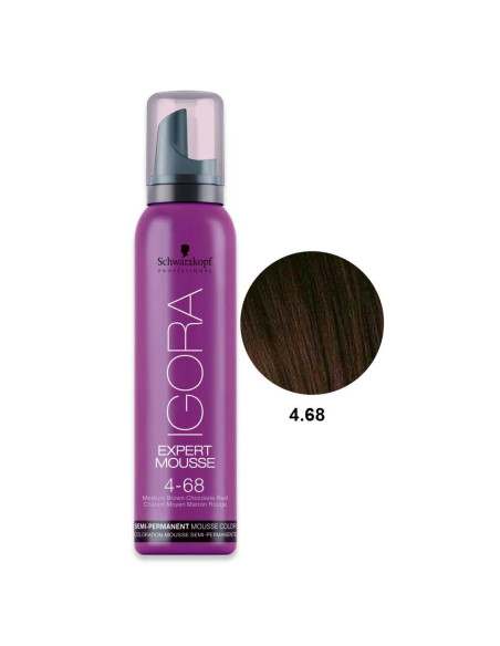 Mousse 4.68 Castanho Médio Chocolate Vermelho Igora Expert 100ml - Schwarzkopf Expert Mousse (Coloração Directa)