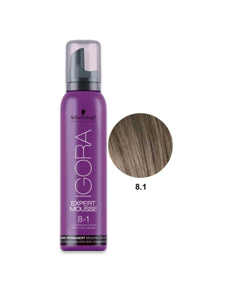 Mousse 8.1 Loiro Claro Cendré Igora Expert 100ml - Schwarzkopf Expert Mousse (Coloração Directa)