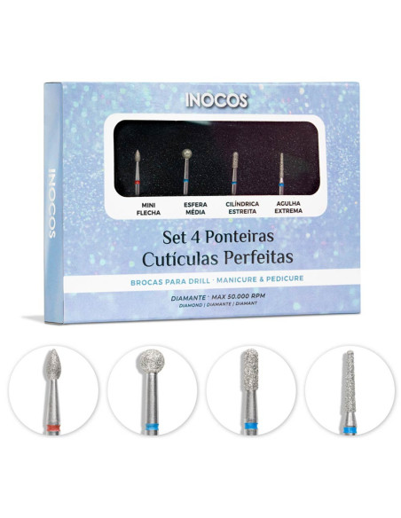 Set 4 Ponteiras Cutículas Perfeitas - INOCOS Ponteiras para Broca de Unhas