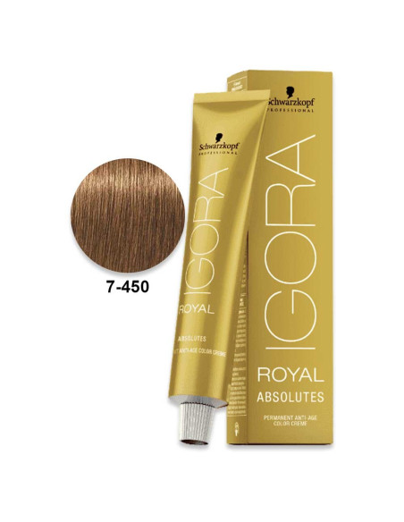 Igora Royal Absolutes 7.450 Loiro Médio Bege Dourado Natural 60ml - Schwarzkopf Igora Royal Absolutes