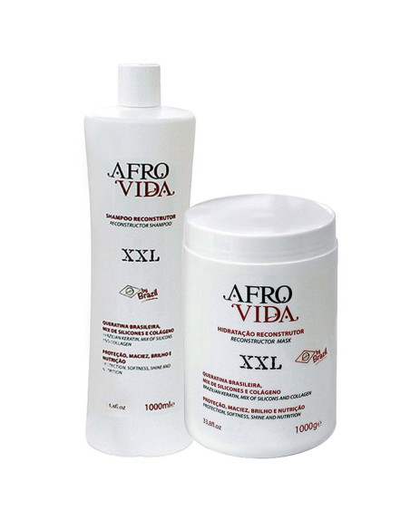 KIT Shampoo Reconstrutor e Máscara  XXL 1000ml -  Afro Vida | Kit Cabeleireiro  | 