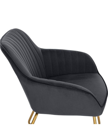 Estofada e ergonómica, com pernas metálicas douradas – ideal para salões, cabeleireiros e estética