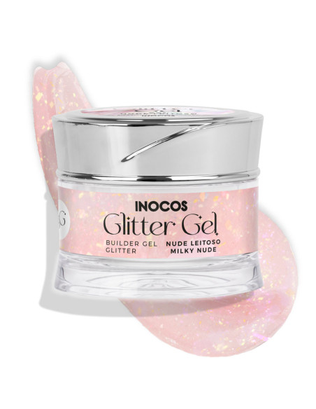 Gel de Construção com Glitter INOCOS Diamonds Nude Leitoso 50GR INOCOS Gel Construção