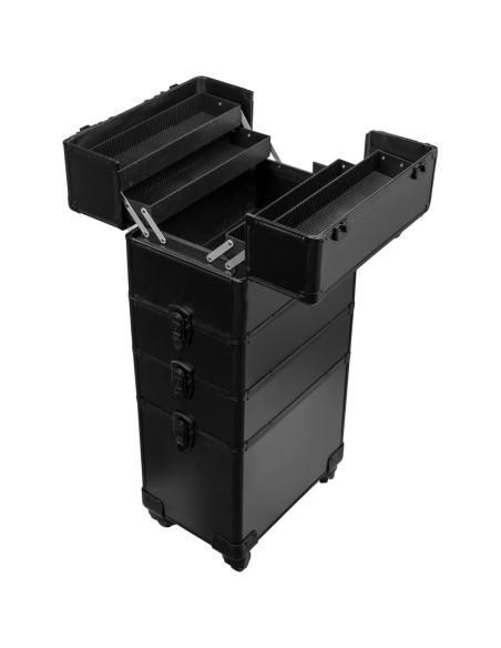 Mala Trolley Profissional 4 Compartimentos em Preto Malas de Maquilhagem
