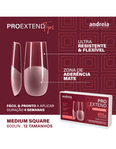 Tips Unhas PRO Extend Medium Square Andreia Tips Unhas