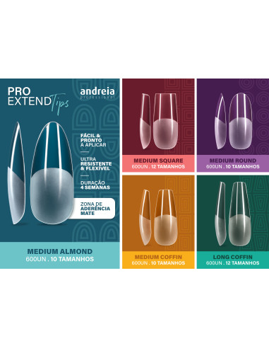 Tips Unhas PRO Extend Medium Square Andreia Tips Unhas