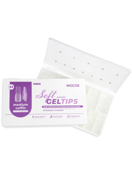 Soft Gel Tips INOCOS Medium Coffin S3 500uni INOCOS Acessórios