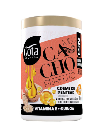 Creme de Pentear Gota Dourada Meu Cacho Perfeito Vitamina E e Quinoa 1Kg Gota Dourada