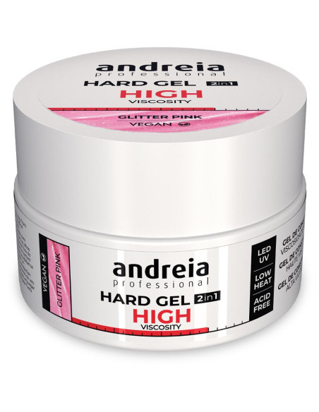 Andreia Hard Gel 2 IN 1 Glitter Pink Alta Viscosidade 22gr Gel Construção Andreia