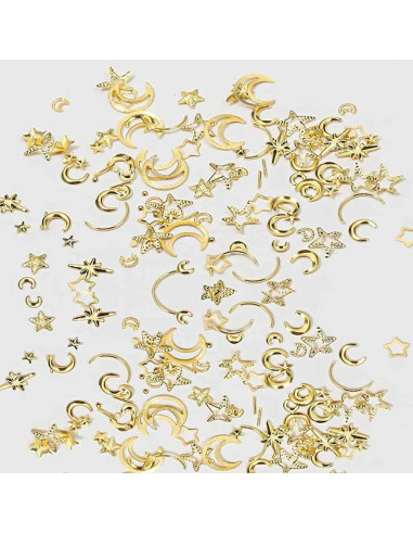 Tachas Lua e Estrela Variadas Decoração de Unhas