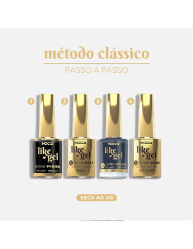 Verniz Like Gel INOCOS 187 Azul Nórdico 11ml efeito gel s/lâmpada