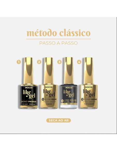 Verniz Like Gel INOCOS 188 Preto 11ml efeito gel s/lâmpada