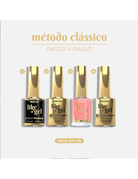 Verniz Like Gel INOCOS 189 Toranja Pastel 11ml efeito gel s/lâmpada