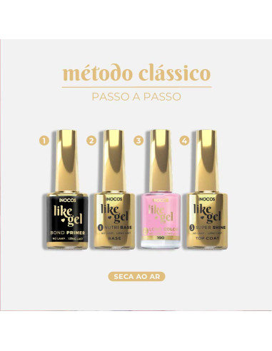 Verniz Like Gel INOCOS 190 Magenta Pastel 11ml efeito gel s/lâmpada