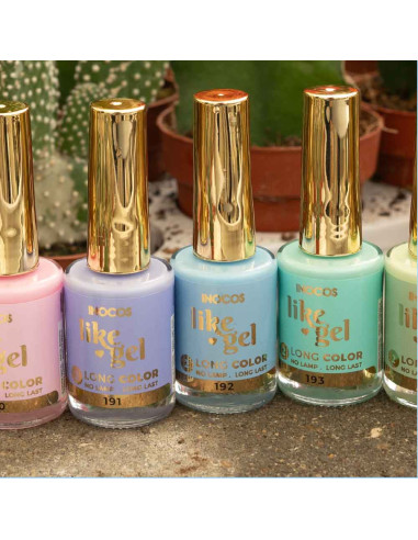 Verniz Like Gel INOCOS 192 Ciano Pastel 11ml efeito gel s/lâmpada