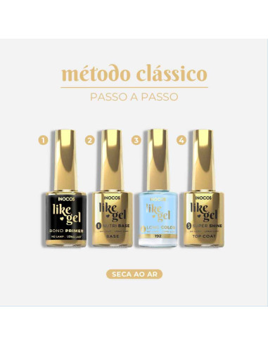 Verniz Like Gel INOCOS 192 Ciano Pastel 11ml efeito gel s/lâmpada