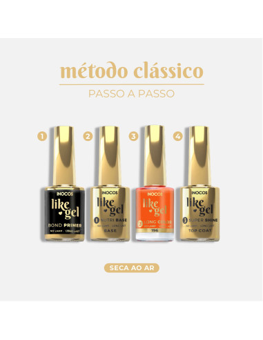 Verniz Like Gel INOCOS 196 Laranja Papaia 11ml efeito gel s/lâmpada