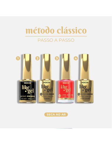 Verniz Like Gel INOCOS 197 Vermelho Chili 11ml efeito gel s/lâmpada