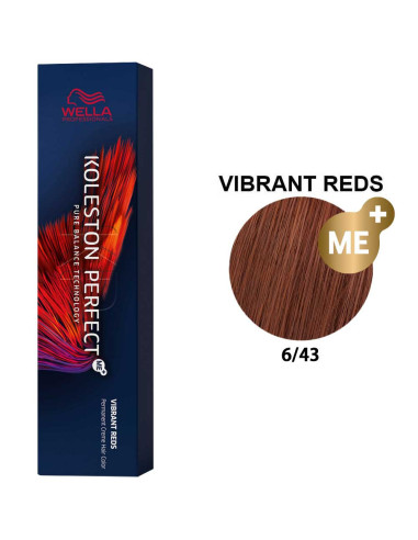 Koleston Perfect Vermelhos Vibrantes 6/43 Louro Escuro Cobre Dourado 60ml - Wella Professionals