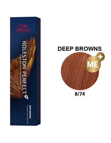 Koleston Perfect Castanhos Profundos 8/74 Louro Claro Marron Cobre 60ml - Wella Professionals