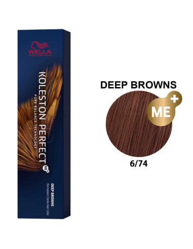 Koleston Perfect Castanhos Profundos 6/74 Louro Escuro Marron Cobre 60ml - Wella Professionals