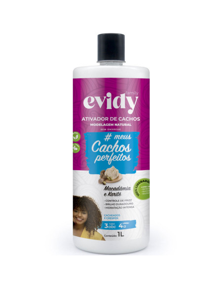 Humidificador Evidy Family Macadâmia e Karité 1L Ativador de Caracóis