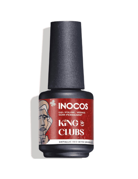 Verniz Gel Inocos Rei de Paus 15ml Vermelho Brilhos Metalizado