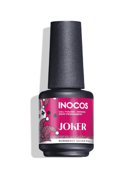 Verniz Gel Inocos Joker 15ml Bordeaux Foil Prata