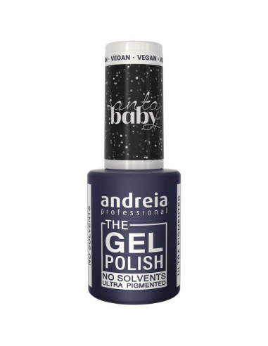 Verniz Gel Andreia Professional The Gel Polish Santa Baby SB6 Preto Com Glitter Prateado