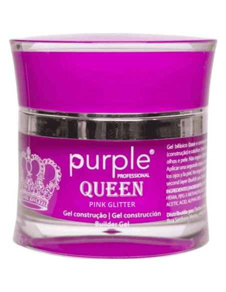 Gel de Construção Purple Queen Pink Glitter P909 15gr Lilaz Cintilante