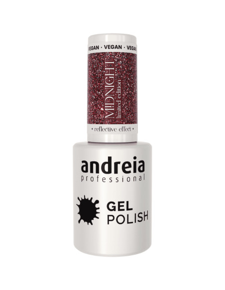 Verniz Gel Andreia Professional Midnight MD3 Glitter Vermelho e Prata 3D